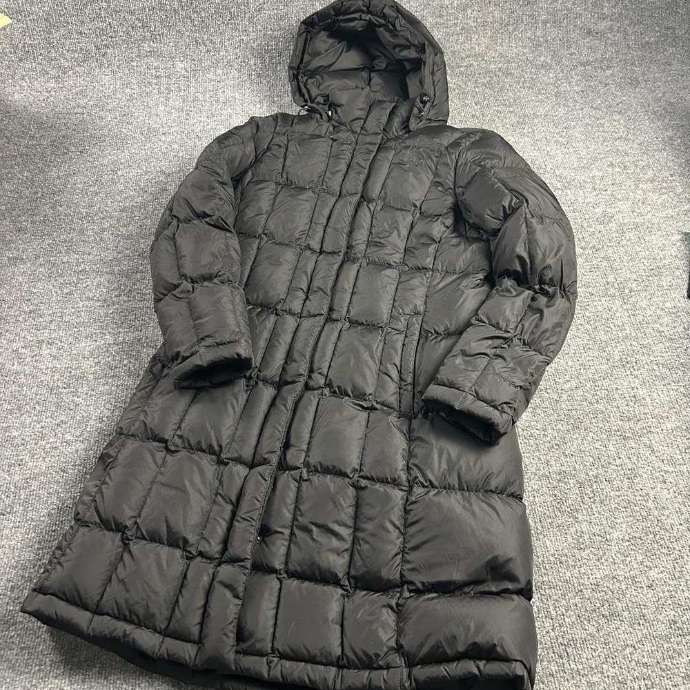 The North Face Coat Womens Medium Black 550 Down Puffer Hooded Long Parka Warm